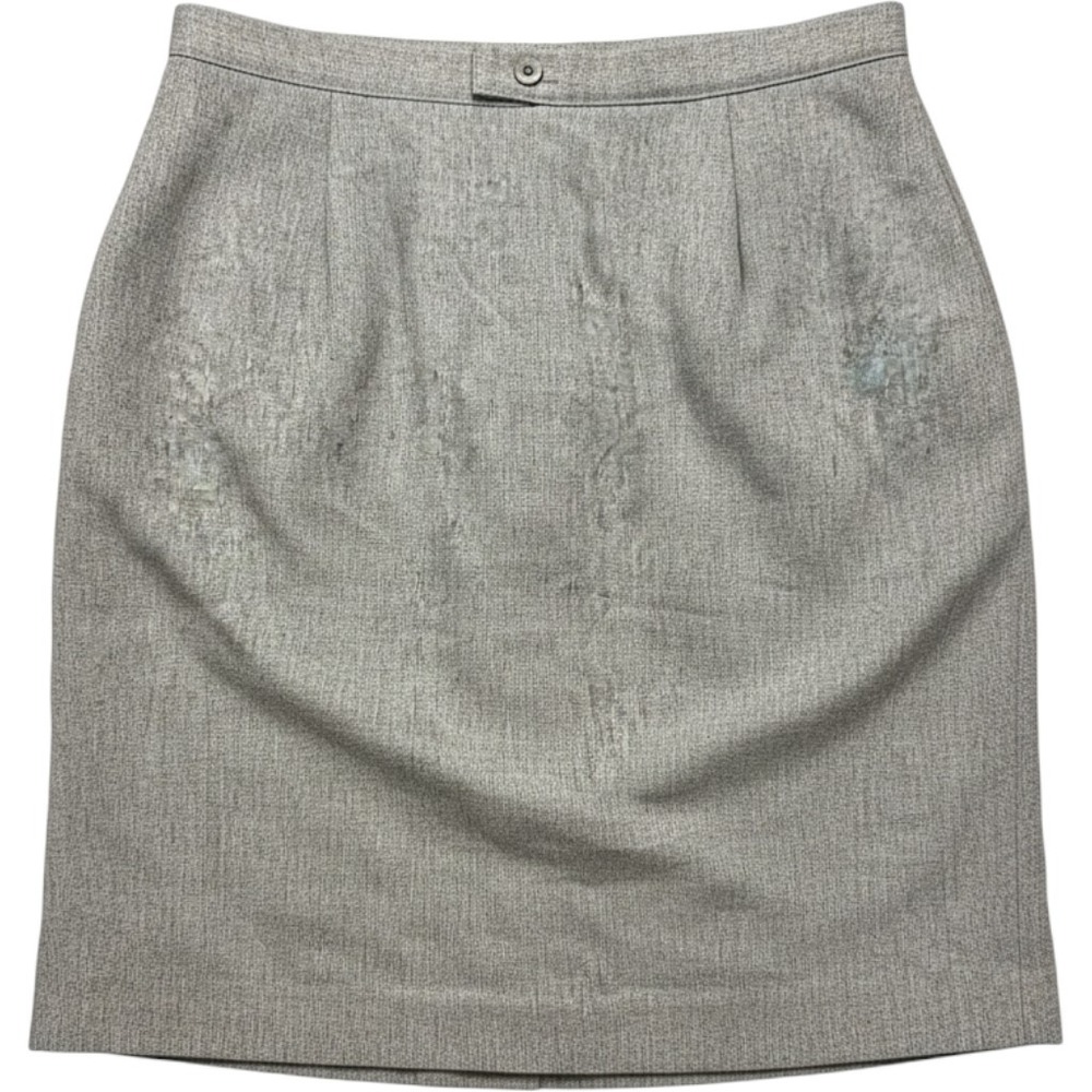 Vintage Russ Petites Gray Pencil Skirt High Waisted Pleated Career USA Made